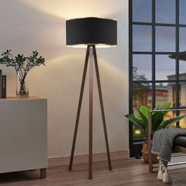 Opviq AYD-2983 Lámpara de pie de madera con pantalla de tela, Negro